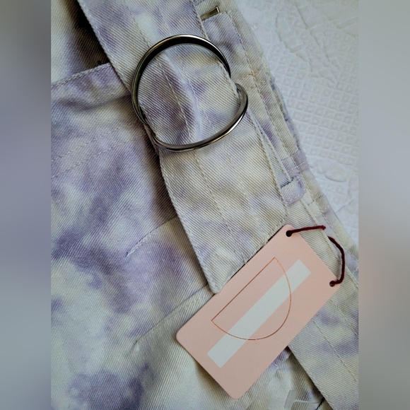 NWT Denim Blvd Women's 100% Cotton Skirt Belted Tie-Dye Off-White/Purple Large - Picture 3 of 14